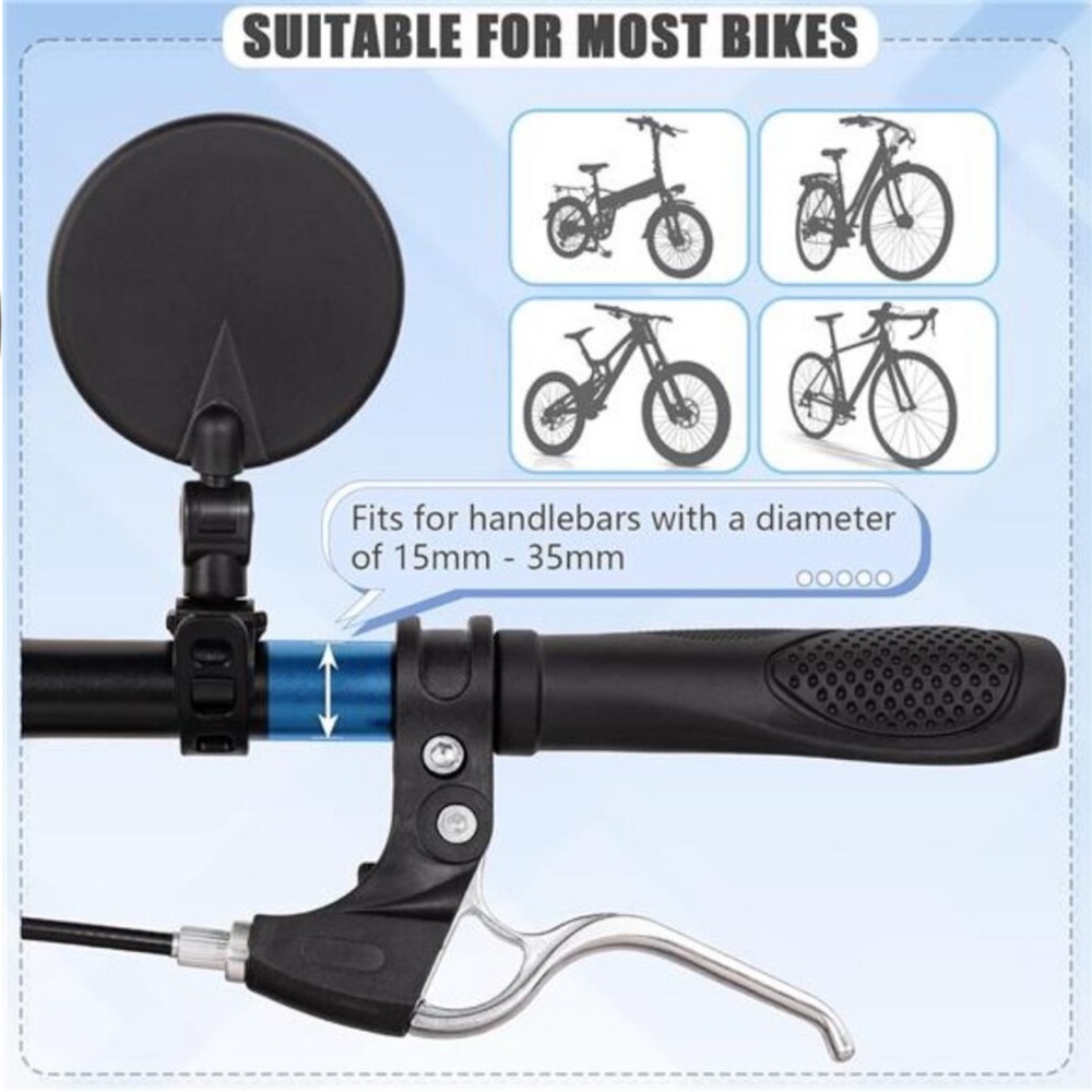 Bike Mirror, Bicycle Cycling Rear View Safe Mirrors, Adjustable Rotatable - Picture 2 of 9